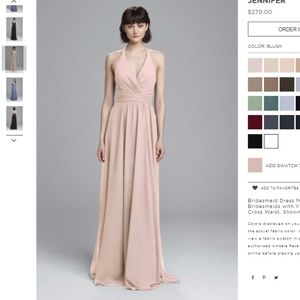 Amsale blush flat chiffon bridesmaid dress